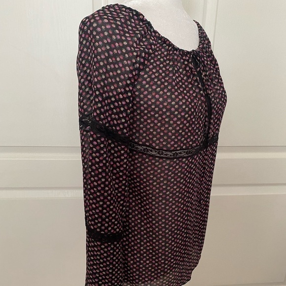 Karen Kane 100% Silk Boho Floral Lace Bell Sleeve Blouse | Size S - Picture 4 of 11